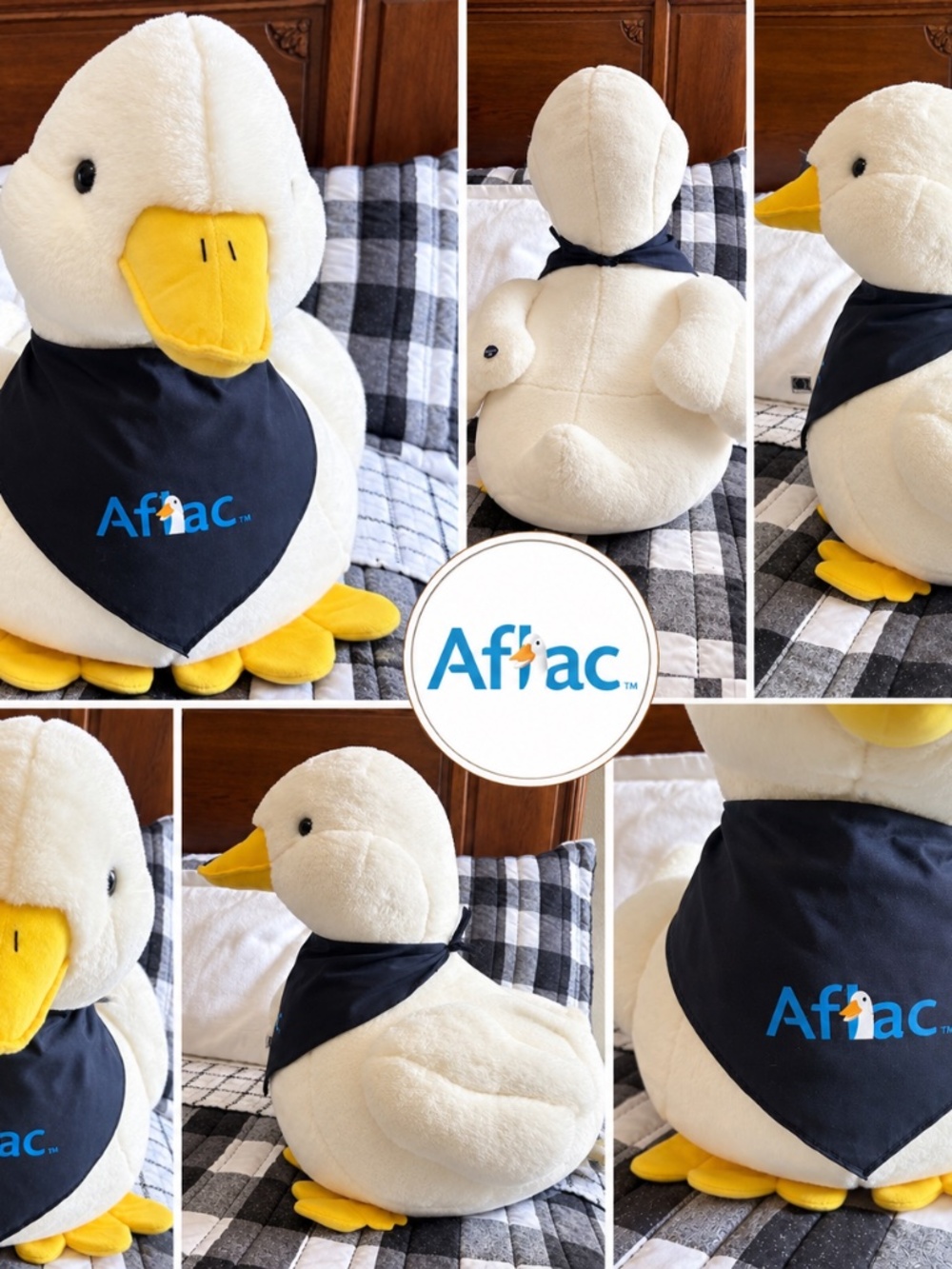 Giant AFLAC Duck Plush Stuffed Animal with Blue Bandana Jumbo Large 21" x 24"